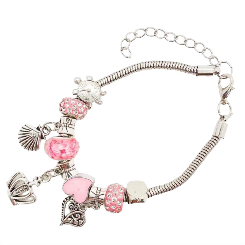 Kit Com 2 Pulseiras Berloques prateada feminina estilo delicada moda adulto e infantil sortidas em Oferta na Shopee