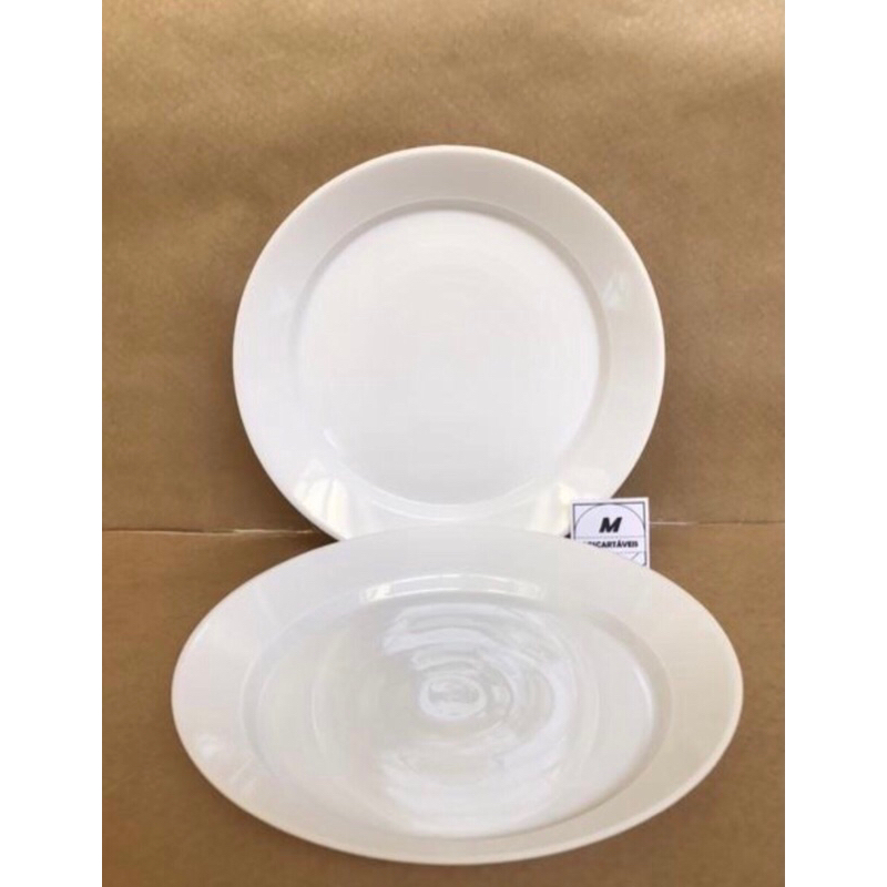 10 pratos de acrílico redondo descartável refeição 22 centímetros