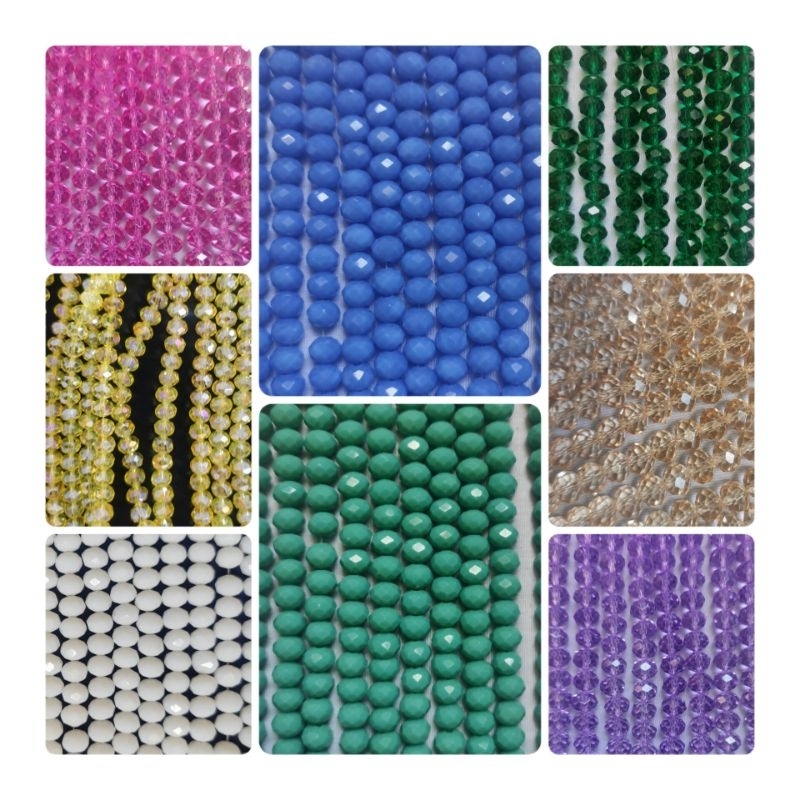 Cristal de vidro facetado 8MM contas soltas para montagem de colares, pulseiras e outros acessórios.