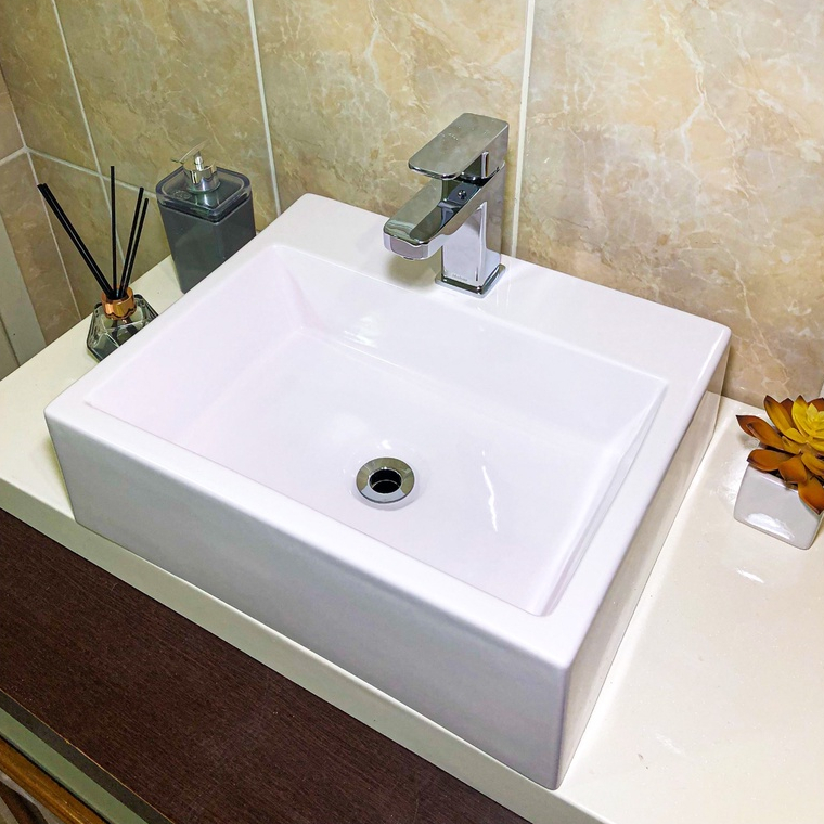 Cuba para banheiro de apoio 44x36 retangular em mármore sintético