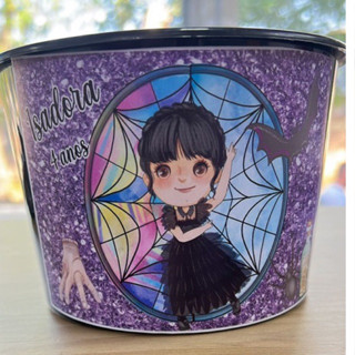 10 balde de pipoca personalizado wandinha baby cute