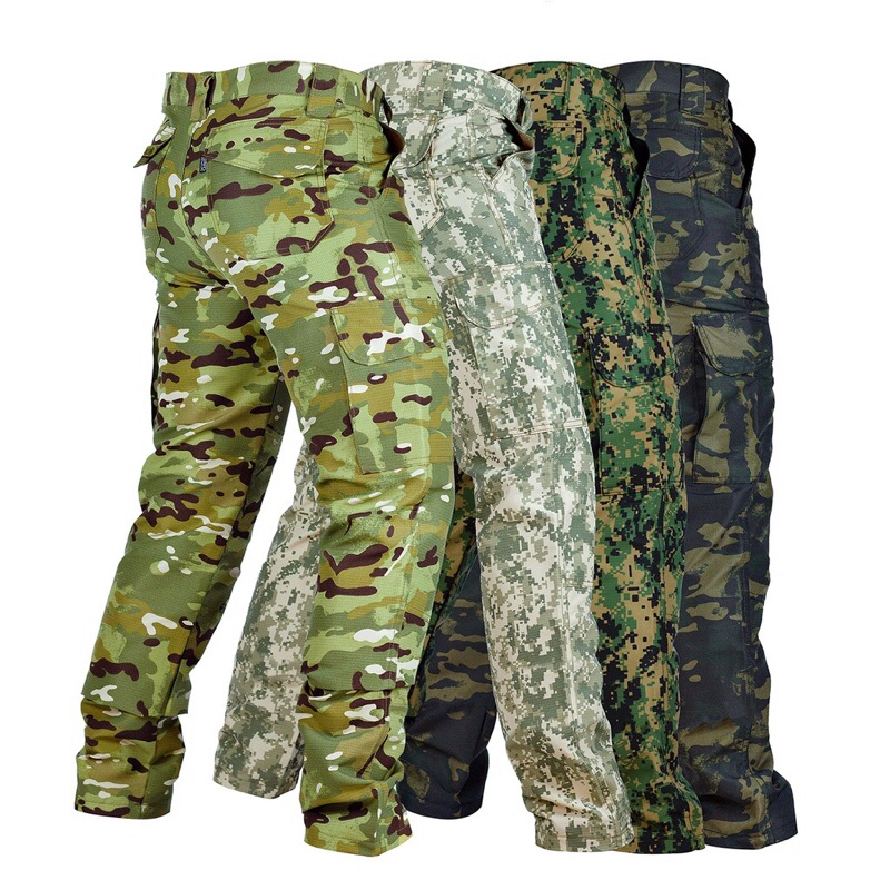 Calça Cargo Tática Camuflada Poly 6 Bolsos Secagem Rápida Aisoft, Pesca, Trilha