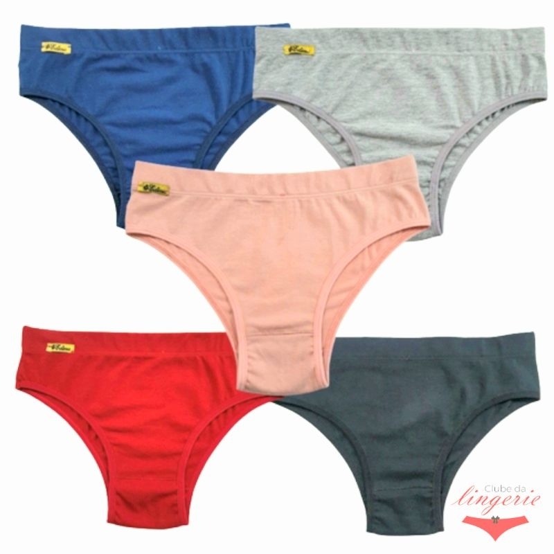 Kit 05 Calcinha De Algodão Mirela Tanga Com Cós Alto Dia A Dia