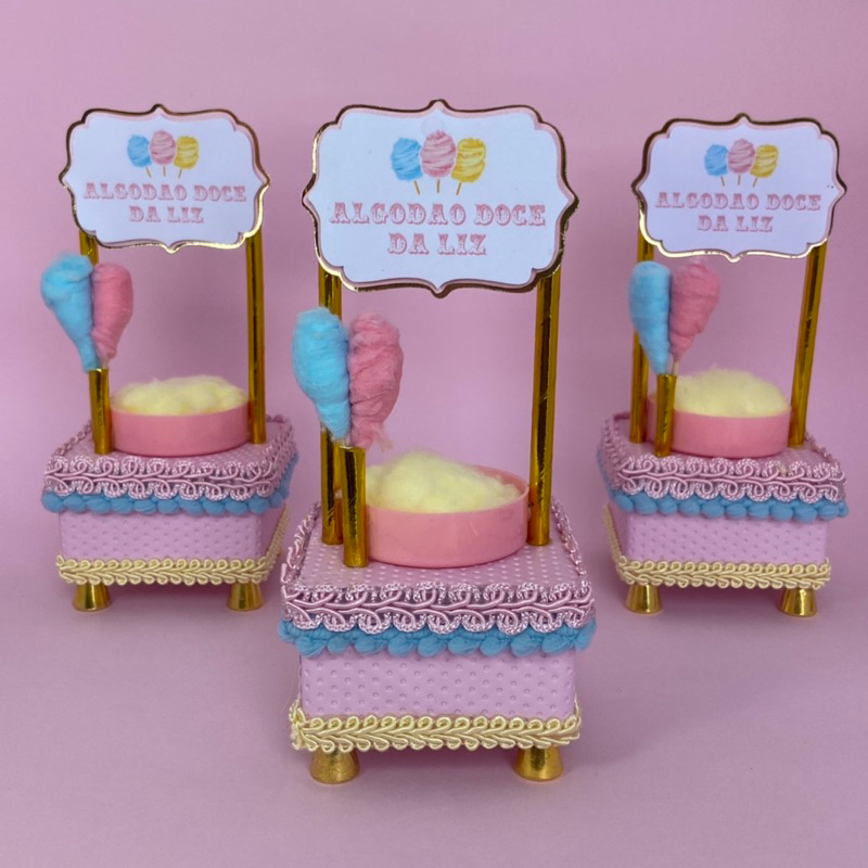 KIT 3 caixas algodão doce circo rosa menina lembrancinhas para aniversário