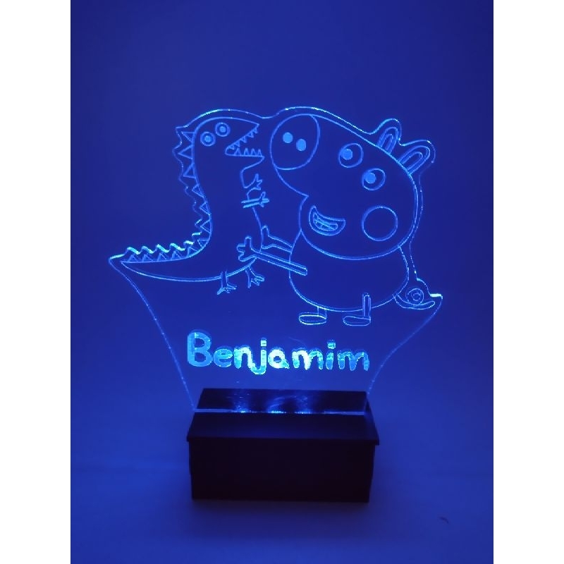 Luminária Abajur led Turma da Pepa Pig George Pig personalizada