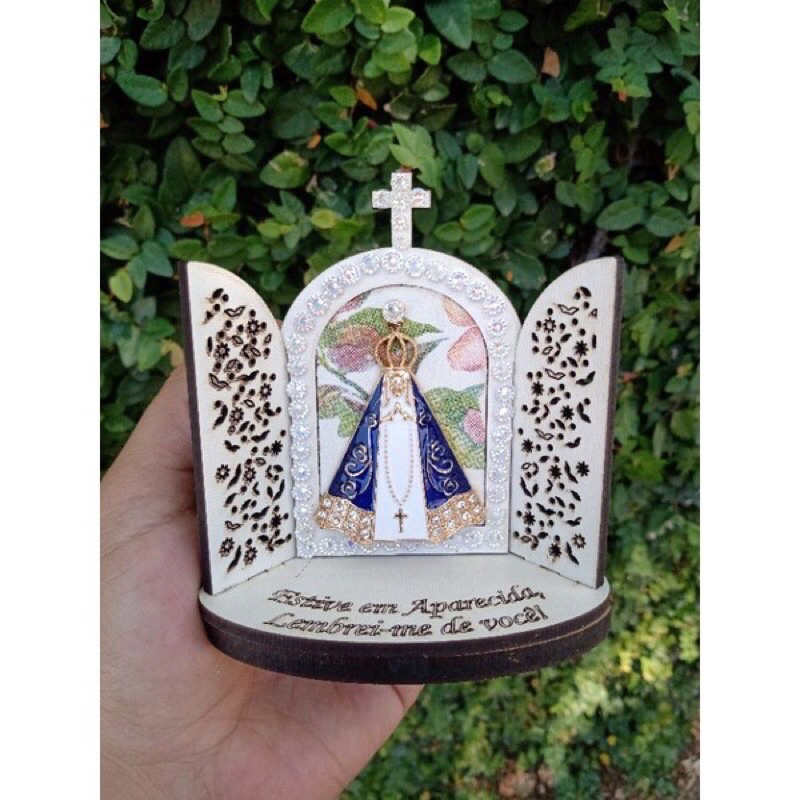 Capela Oratório Lembrança “Estive em Aparecida Lembrei-me de Você” MDF de Nossa Senhora Aparecida