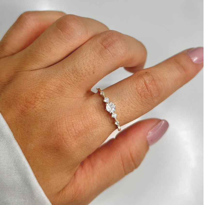 Anel Solitario Cristais Constelação Prata 925 em Oferta na Shopee