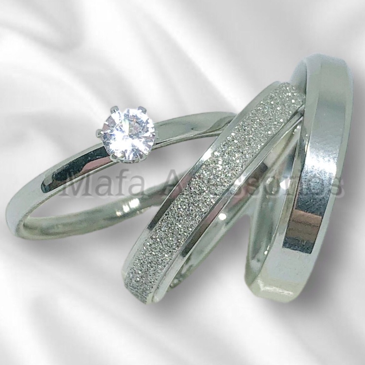 Par de Aliança de Namoro Casamento Prata Brilhante e Chanfrada Casal 4mm em Oferta na Shopee