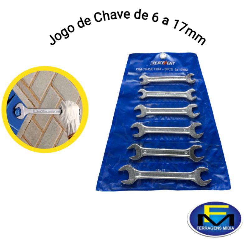 Jogo de Chave de boca fica de 6 a 17mm kit com 6-peças Excellent 1XM