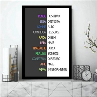 Plaquinha Quadro Decorativo Personalizado Pense Positivo Seja Otimista 20x30
