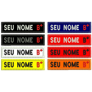 Patch tarjeta 10x2,5 cm identificação com seu nome e sangue com carrapicho, para costurar ou termocolante em Oferta na Shopee
