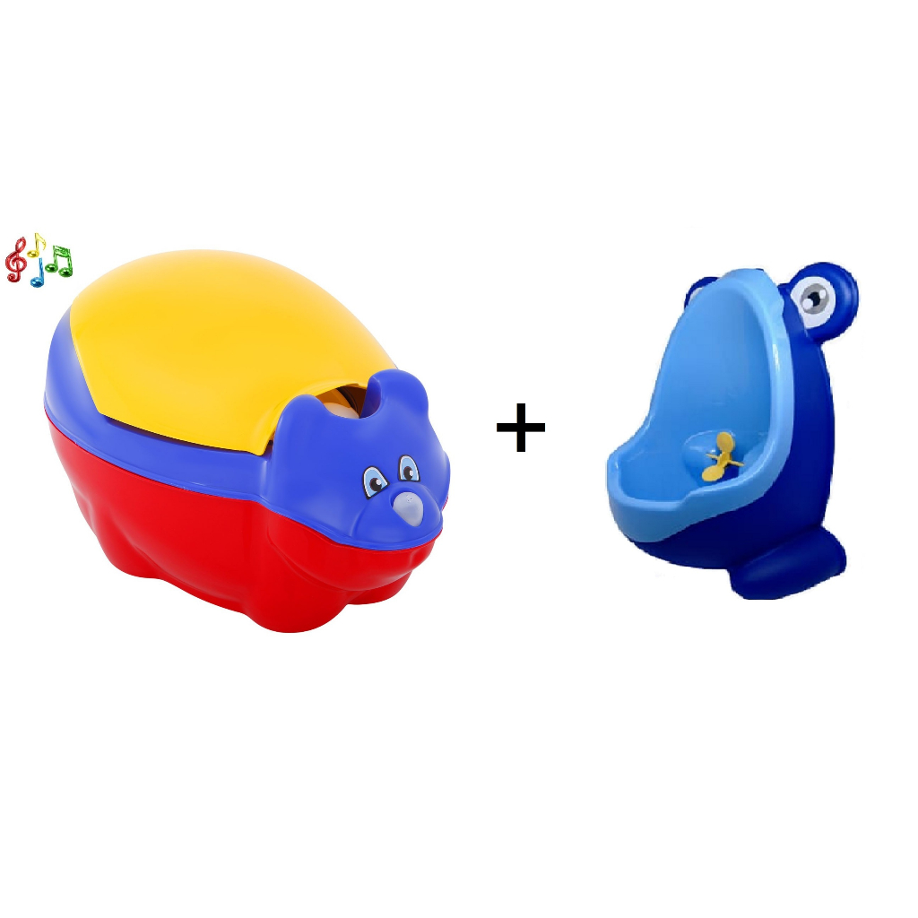 Kit Desfralde Troninho Musical E Redutor + Mictório Infantil 3 ventosas micbaby azul