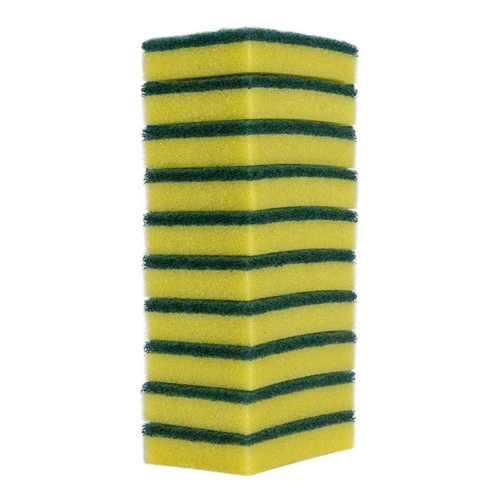 Kit com 10 Esponjas Dupla Face Bucha Limpeza Profunda Lavar Louça Multiuso Banheiro Cozinha