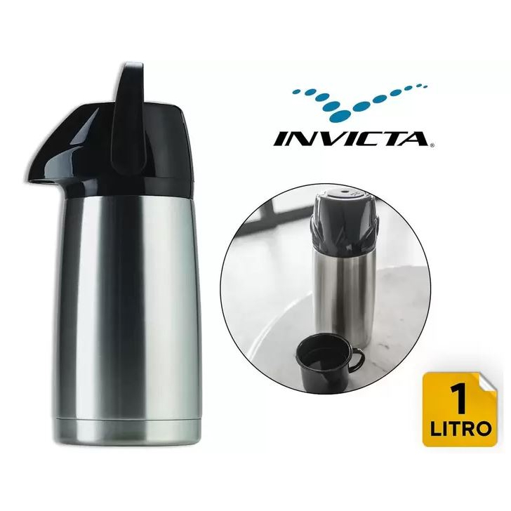 Garrafa de Café Térmica Air Pot Total Inox Inquebrável 1l – Invicta – Chá Café Bebidas Quentes