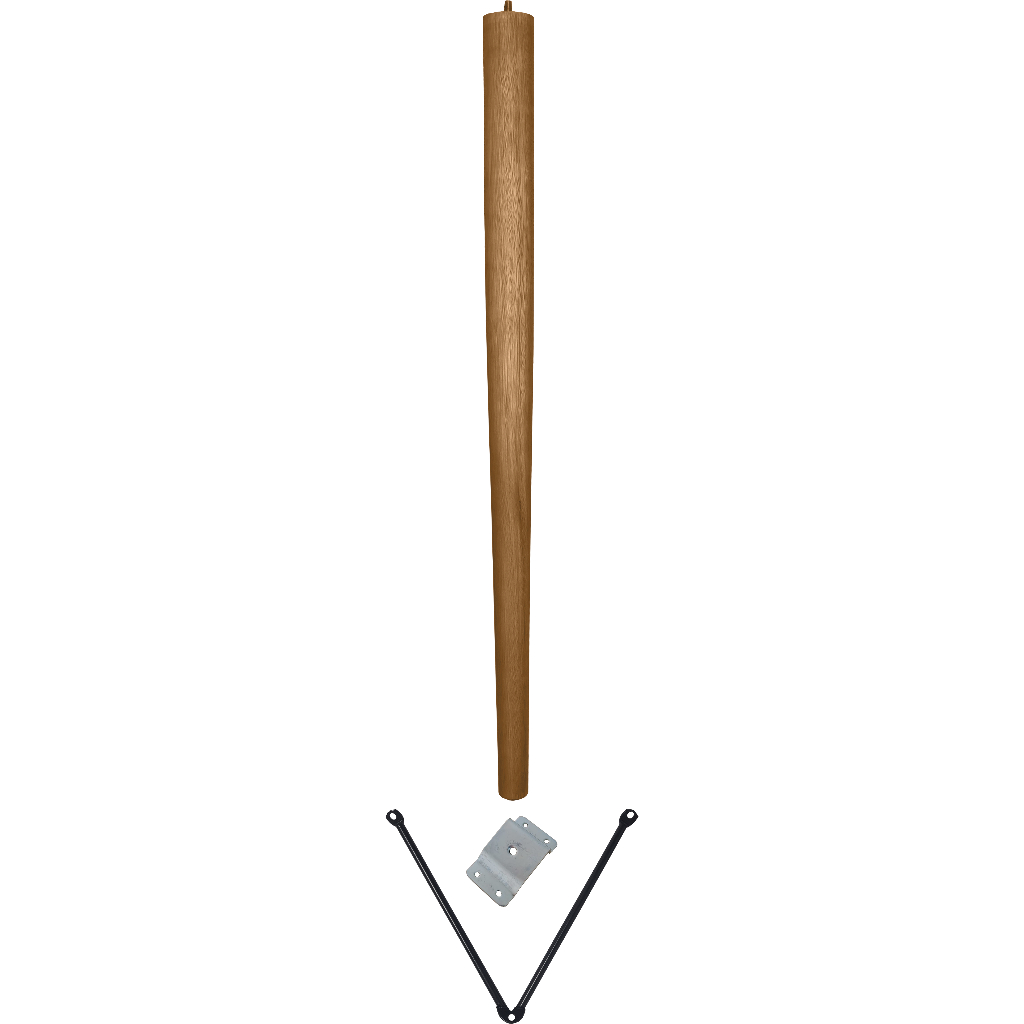 Pe Palito 75cm Eucalipto Forte Resistente Firme Natural Cru Rosca 5/16 Chapa Inclinada Metal Suporte V
