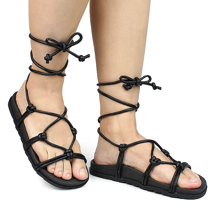 Papete Feminina Sandália de Amarração com Nózinho Conforto Moda em Oferta na Shopee