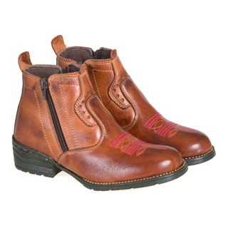Botinas Femininas Moda Country Texana Cano Curto Sola reforçada Alta Durabilidade Couro Legítimo