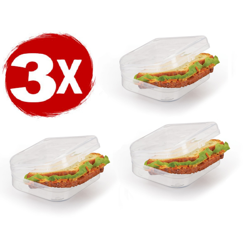3 Porta Lanches Sanduíches Transparente - Livre BPA