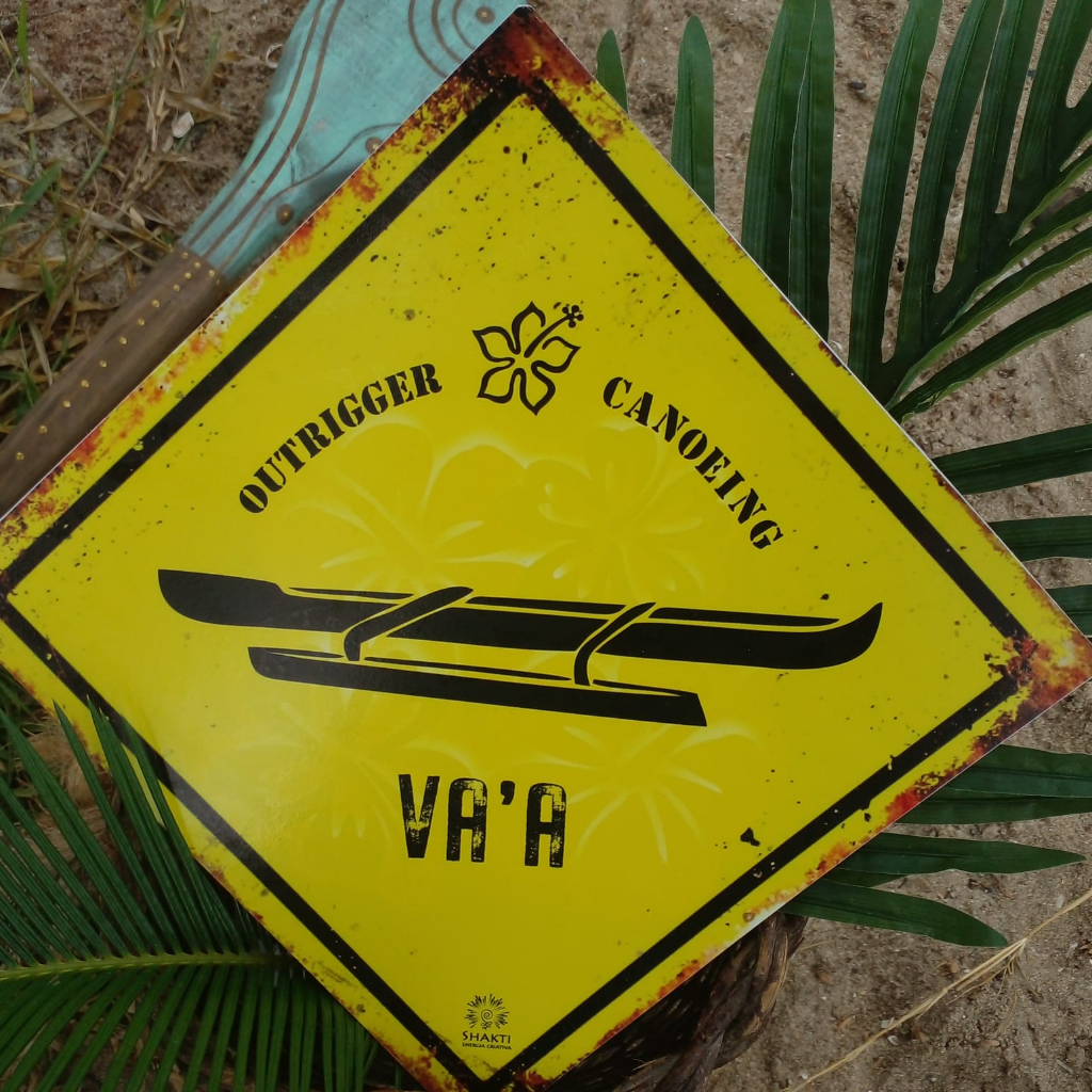 VA'A canoa havaiana / polinésia OC amarela - placa decorativa