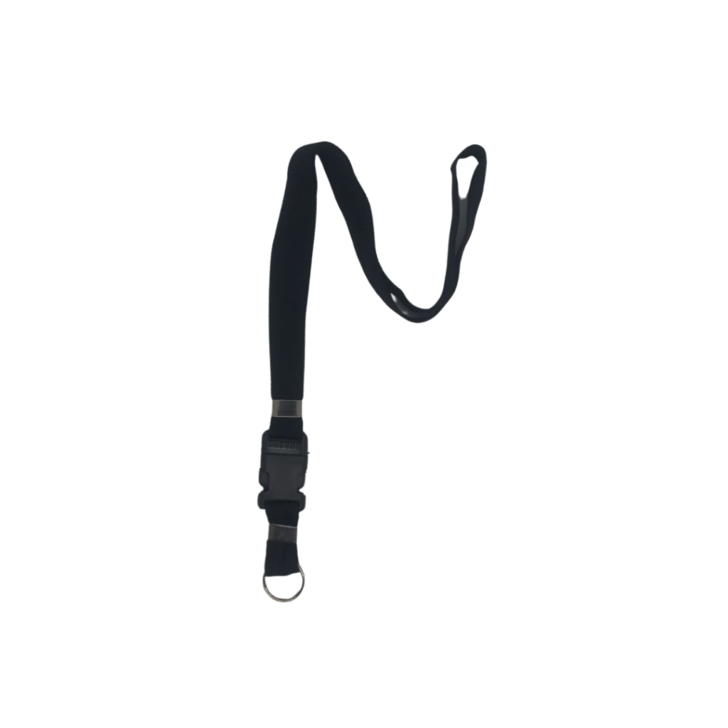 Cordão para Pescoço com Fecho Engate Rápido para Chave Crachá Chaveiro Liso Cor Preta