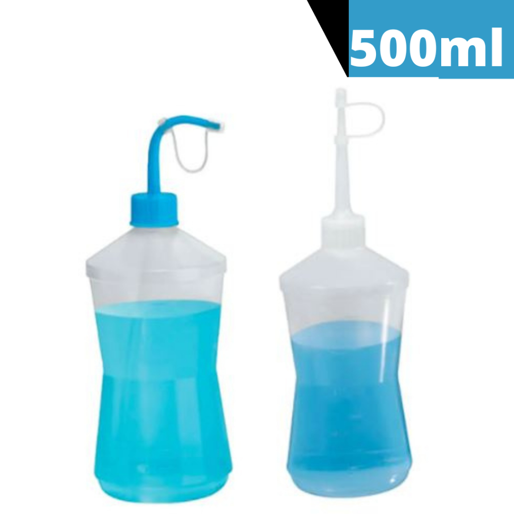 Frasco Almotolia Transparente Bico Curvo e Reto Frasco 500ml