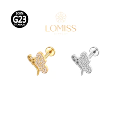 Piercing Labret Hélix Tragus Conch Titânio G23 Pvd Borboleta Zircônia Lomiss piercing