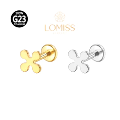 Piercing Hélix Tragus Conch Boca-Medusa Labret Titânio G23 Pvd Flor De Malta Lomiss piercing