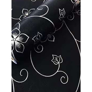 Papel De Parede Adesivo Para Cozinha Banheiro Quarto Flor Preto Texturizado Lavável