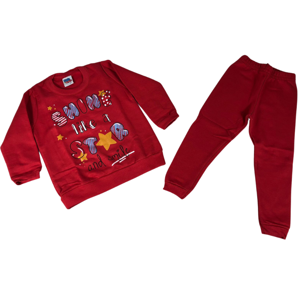 Conjunto Feminino Infantil Blusa E Calça De Moletom Star Kiko E Kika Moda Outono Inverno REF. 8068
