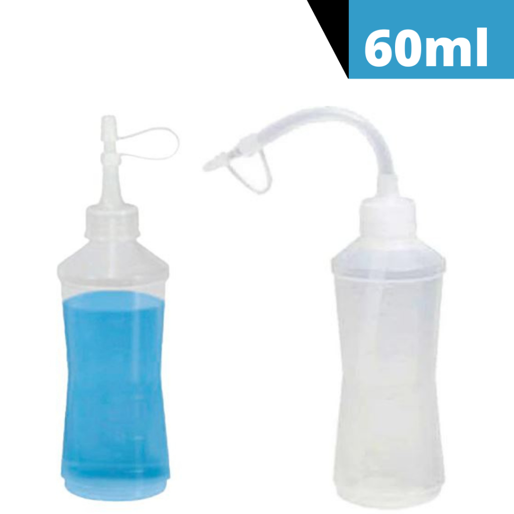 Frasco Almotolia Transparente Bico Curvo e Reto Frasco 60ml