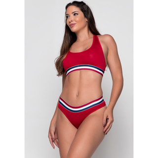 Conjunto Bravaa Store Calcinha e Top Nadador Sutiã Lingerie 3 Cores França Fábrica 132
