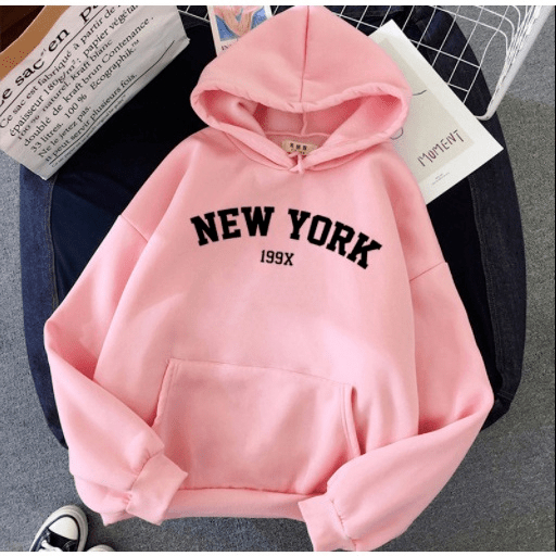 Moletom Feminino  New York com capuz e bolso moda inverno blusa de frio casaco moleton em Oferta na Shopee