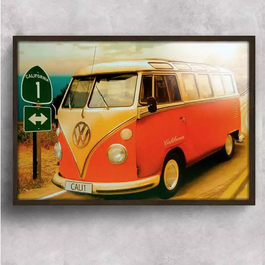 Quadro Decorativo Perua Kombi Califórnia Retro Anos 80