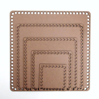 Kit Com 5 Tamanhos Base De Mdf Para Crochê Quadrada