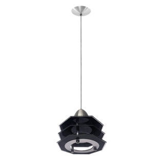 Lustre Pendente 3 Vidros Preto Oitavado Decorativo Moderno