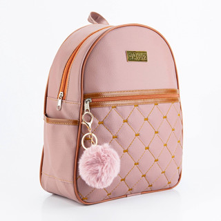 Mochilinha Bolsa Feminina Mochila + Chaveiro Pompom