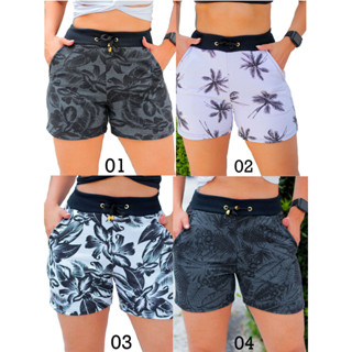 Kit de 4 Shorts Feminino Moletom Moleton Estampado Bolso Blogueira