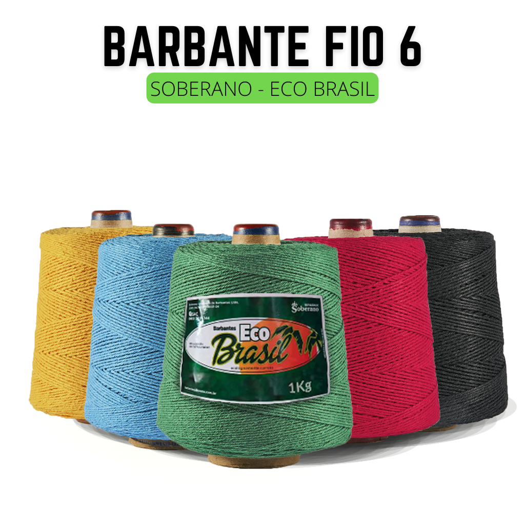 Barbante 1 kg, Eco Brasil, Fio 6, Para Crochê e Artesanatos, Soberano