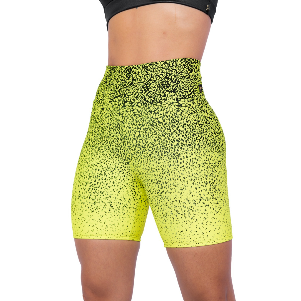 Short Meia Coxa Em Poliamida Grossa Jacquard Degrade Zero Transparência WOLFOX Fitness Academia Feminina