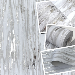 Papel de Parede Vinílico Importado Cinza e Cromado Alto Relevo Rolo 10m x 53cm + Cola Especial Grátis - Modelo 9801 em Oferta na Shopee