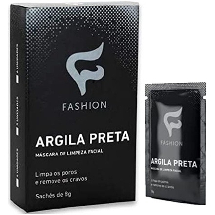 Máscara Facial de Limpeza Argila Preta Fashion (Caixinha com 5 sachês de 8g)