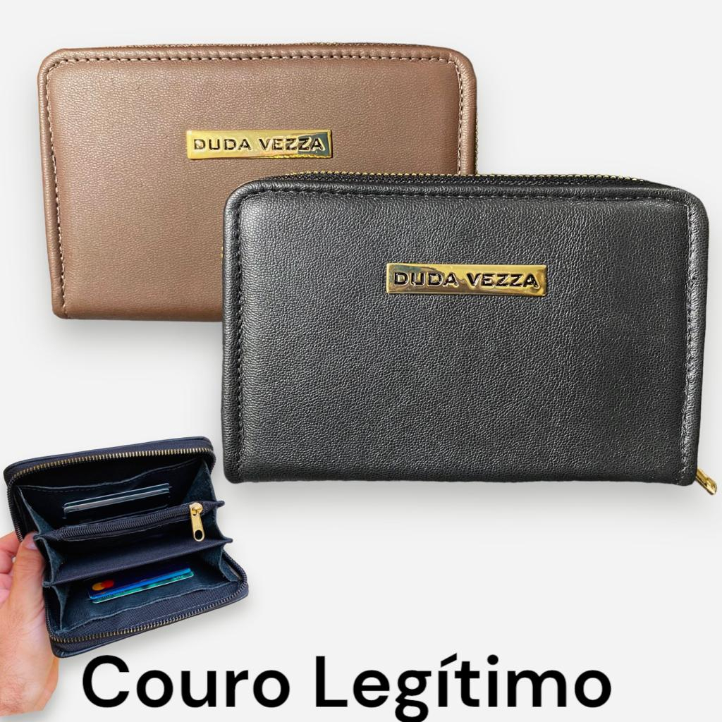Carteira feminina de zíper em couro legitimo Duda vezza