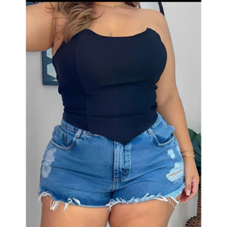 Cropped corselet corset morcego bico ponta tomara que caia barbatanas suplex plus size