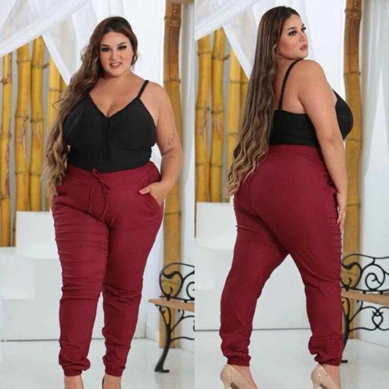 CALÇA JOGGER PLUS SIZE BENGALINE 44 ao 52 ESTILOSA