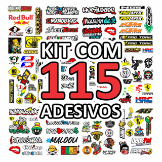 Kit 12 Cartelas 115 Adesivos Caminhão Carro Moto Bike