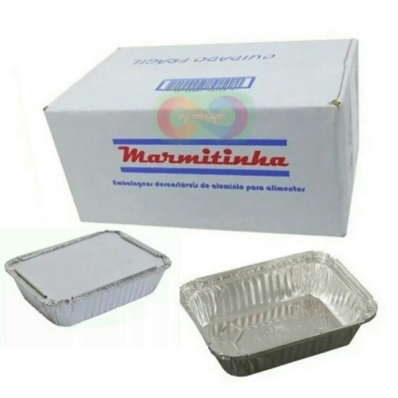 50 ou 100 Bandeja de Alumínio Marmitex 500ml Descartáveis Com Tampa Para Refrigeração