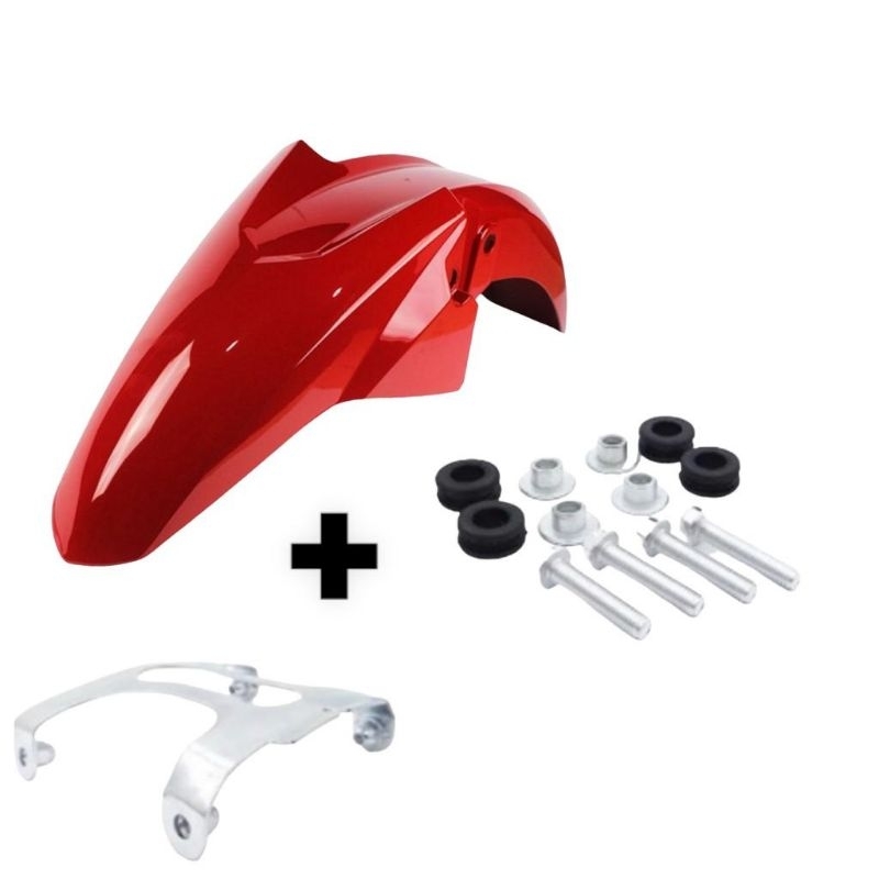 Paralama vermelho perolizado + Suporte E Bucha Cg Titan Fan Start 150 160 c/kit em Oferta na Shopee