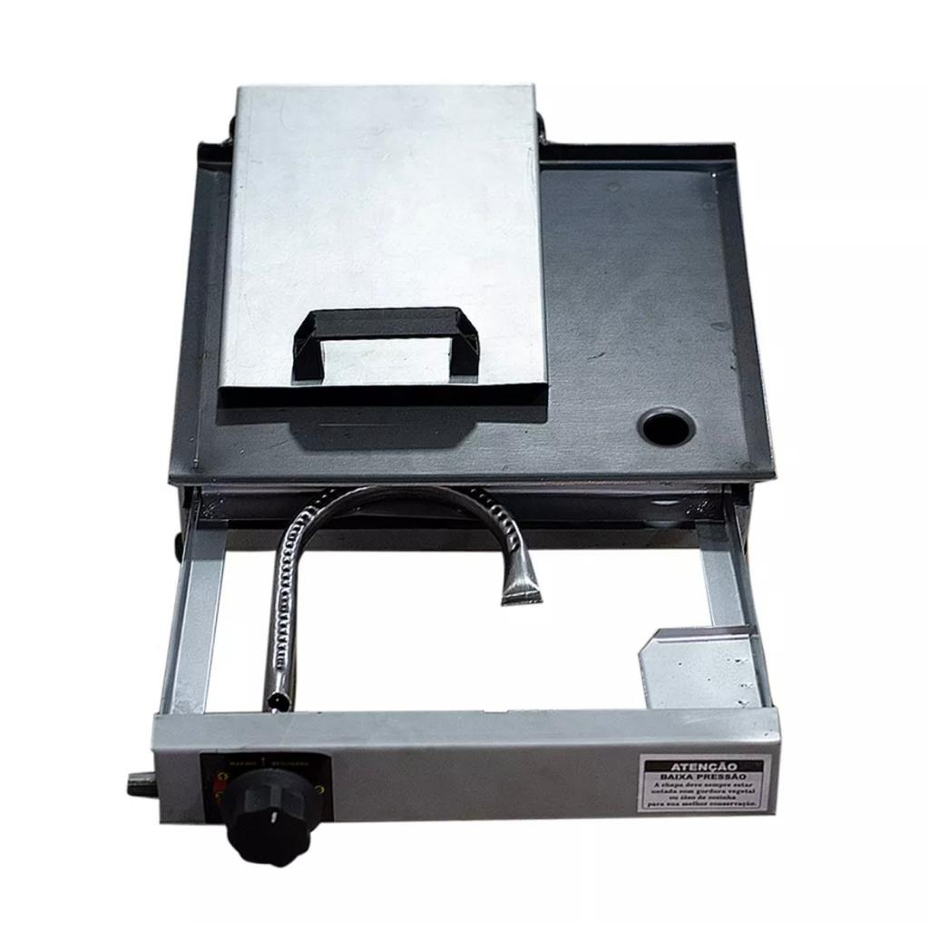 Chapa Para Porções e Lanches a Gás 30x30 Com Prensa Hot Dog