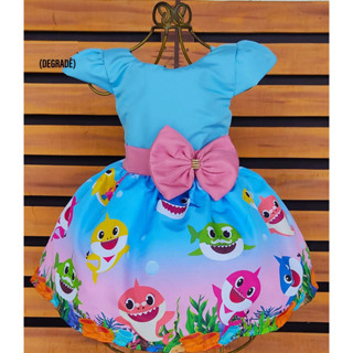 Vestido Tematico Tubarão Baby Shark degrade