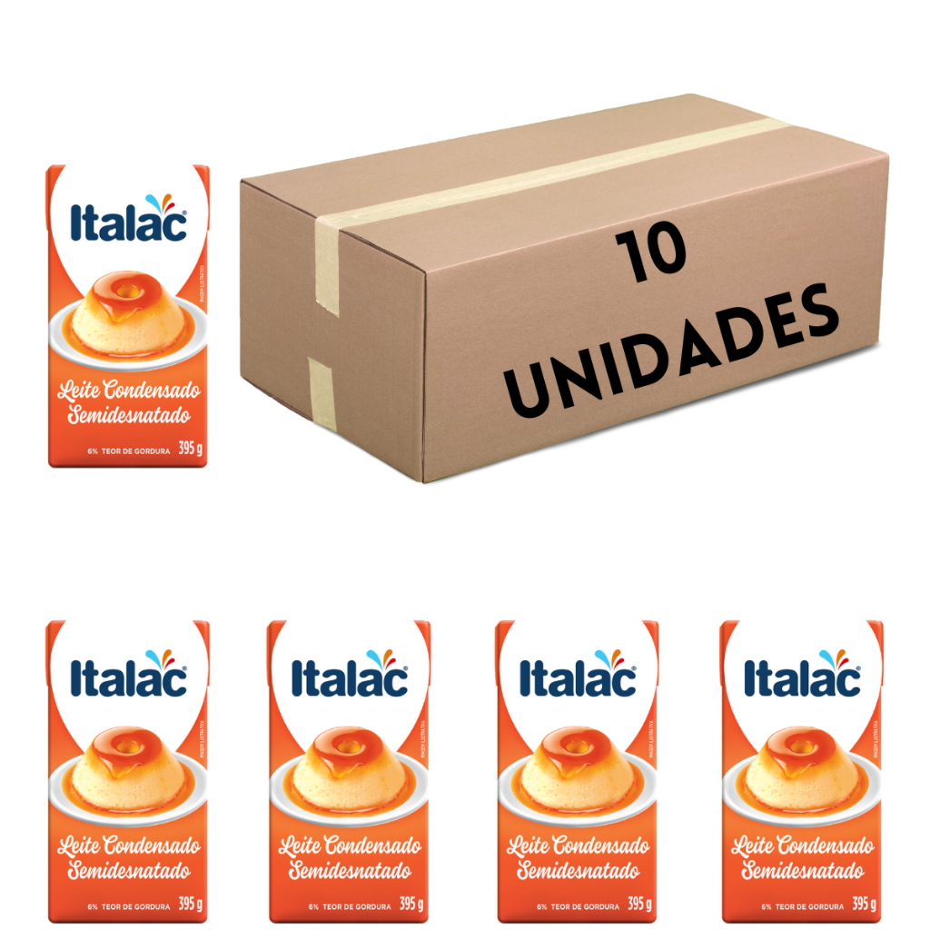 Leite condensado ITALAC 395g semidesnatado - Kit com 10 unidades